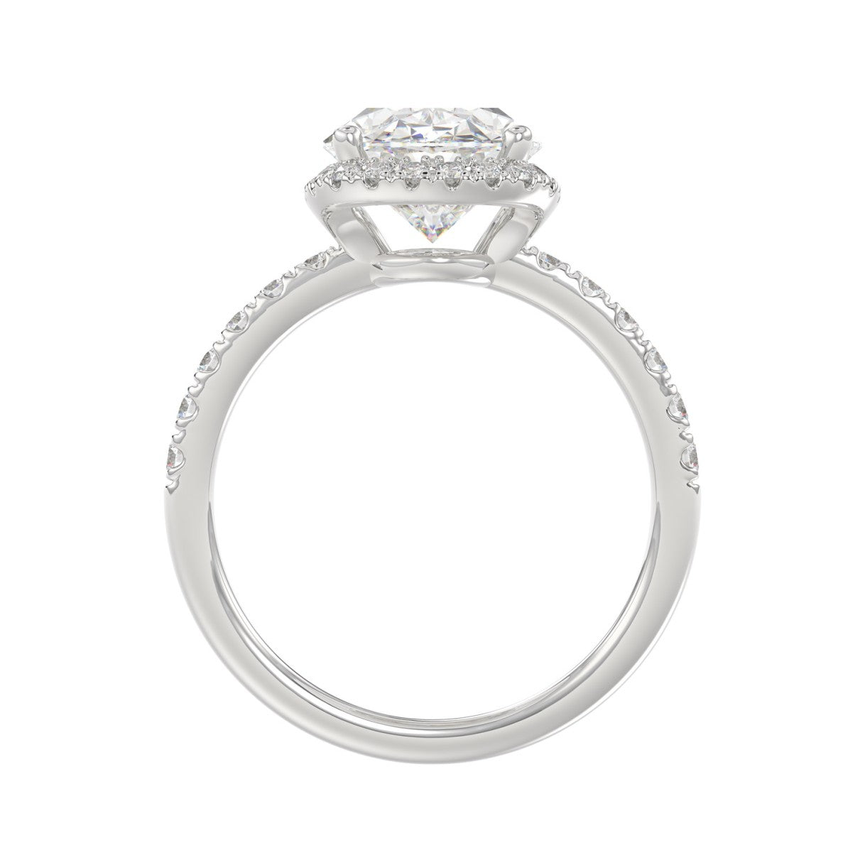 14K WHITE GOLD 4 1/2CT ROUND/OVAL DIAMOND LADIES RING (CENTER STONE OVAL DIAMOND 4.00CT &amp; Color F-G Clarity VS1/VS2)