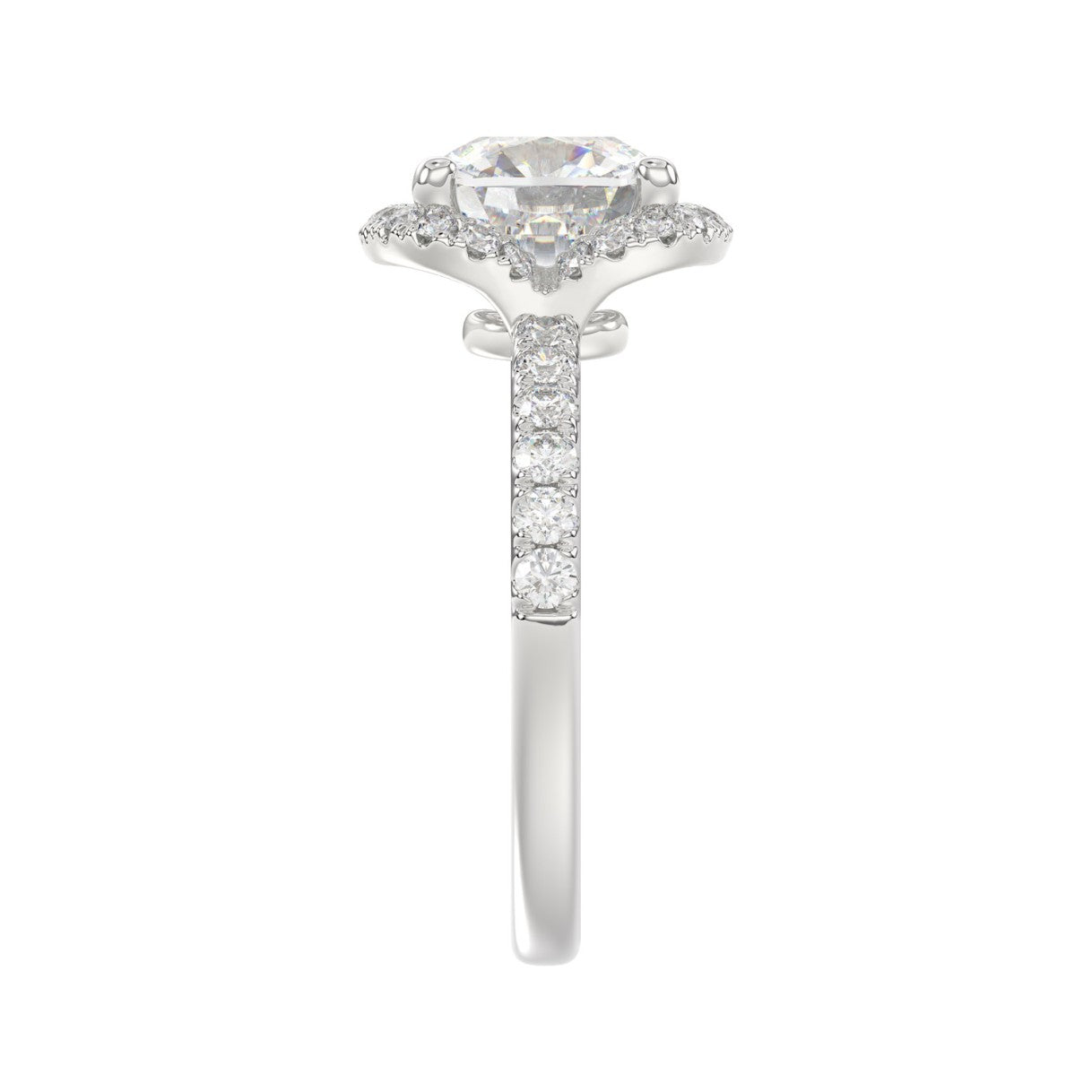 14K WHITE GOLD 4 1/2CT ROUND/CUSHION DIAMOND LADIES RING (CENTER STONE CUSHION DIAMOND 4CT &amp; Color F-G Clarity VS1/VS2)