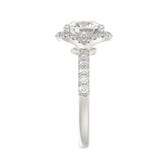 14K WHITE GOLD 4 1/2CT ROUND/CUSHION DIAMOND LADIES RING (CENTER STONE CUSHION DIAMOND 4CT &amp; Color F-G Clarity VS1/VS2)