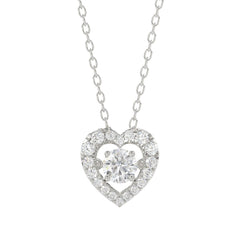 10K White Gold Diamond Heart Necklace for Women 3/4CT Round Diamond Heart Pendant, Elegant Fine Jewelry Gift