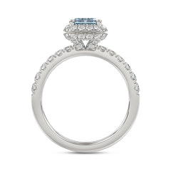 14K WHITE GOLD 4.00CT ROUND/RADIANT DIAMOND LADIES RING (CENTER STONE BLUE RADIANT DIAMOND 3CT)