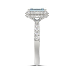 14K WHITE GOLD 4.00CT ROUND/RADIANT DIAMOND LADIES RING (CENTER STONE BLUE RADIANT DIAMOND 3CT)