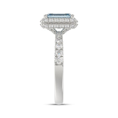 14K WHITE GOLD 4.00CT ROUND/RADIANT DIAMOND LADIES RING (CENTER STONE BLUE RADIANT DIAMOND 3CT)