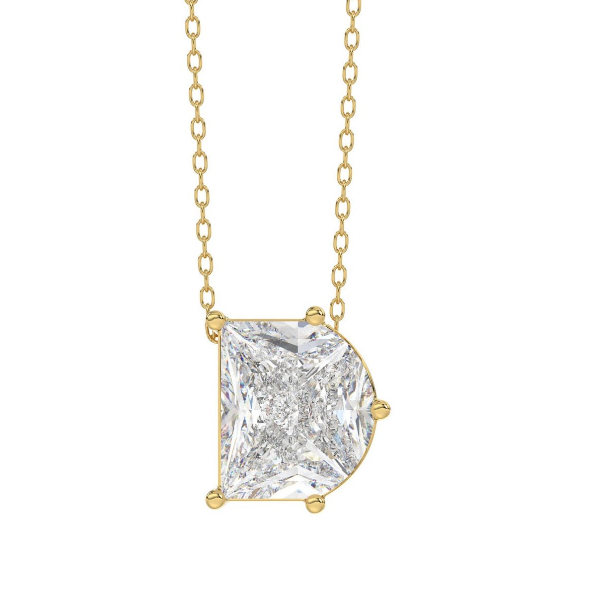 14K YELLOW GOLD 2 1/3CT FANCY CUT ALPHABET DIAMOND LADIES PENDANT WITH CHAIN