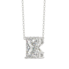 14K WHITE GOLD 1 1/2CT FANCY CUT ALPHABET DIAMOND LADIES PENDANT WITH CHAIN