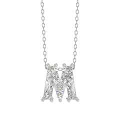 14K WHITE GOLD 1 5/8CT FANCY CUT ALPHABET DIAMOND LADIES PENDANT WITH CHAIN