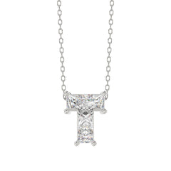 14K WHITE GOLD 1.00CT FANCY CUT ALPHABET DIAMOND LADIES PENDANT WITH CHAIN