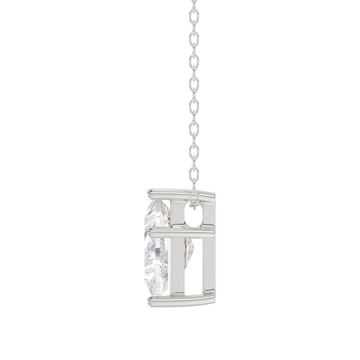 14K WHITE GOLD 1.00CT FANCY CUT ALPHABET DIAMOND LADIES PENDANT WITH CHAIN