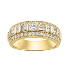 14K YELLOW GOLD 1 1/4CT ROUND/BAGUETTE/PRINCESS DIAMOND LADIES BAND