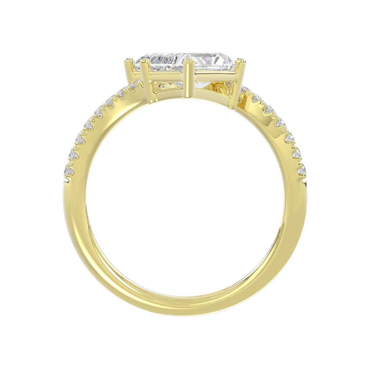 14K YELLOW GOLD 2 1/4CT ROUND/RADIANT DIAMOND LADIES RING (CENTER STONE RADIANT DIAMOND 2CT)