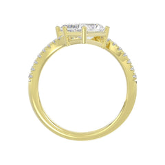 14K YELLOW GOLD 2 1/4CT ROUND/RADIANT DIAMOND LADIES RING (CENTER STONE RADIANT DIAMOND 2CT)