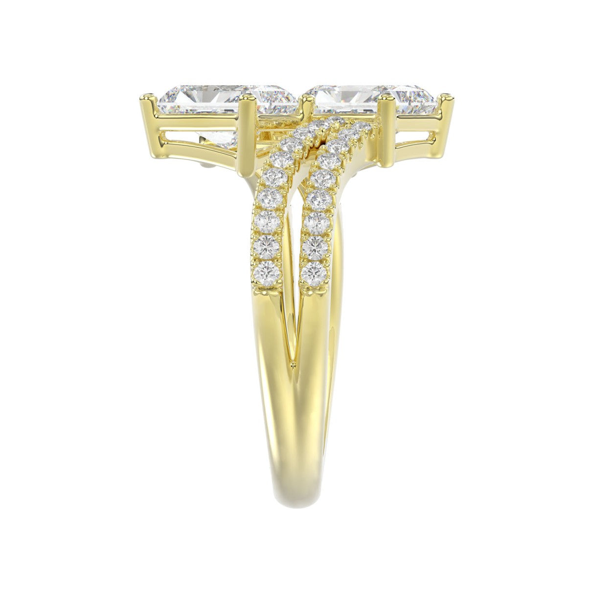 14K YELLOW GOLD 2 1/4CT ROUND/RADIANT DIAMOND LADIES RING (CENTER STONE RADIANT DIAMOND 2CT)