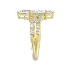 14K YELLOW GOLD 2 1/4CT ROUND/RADIANT DIAMOND LADIES RING (CENTER STONE RADIANT DIAMOND 2CT)
