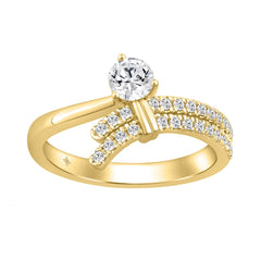 Ladies 10K Yellow Gold Round Diamond Ring 1/2Ct Round Brilliant Engagement Fashion Ring (Color F-G -Clarity Vs1/Vs2)