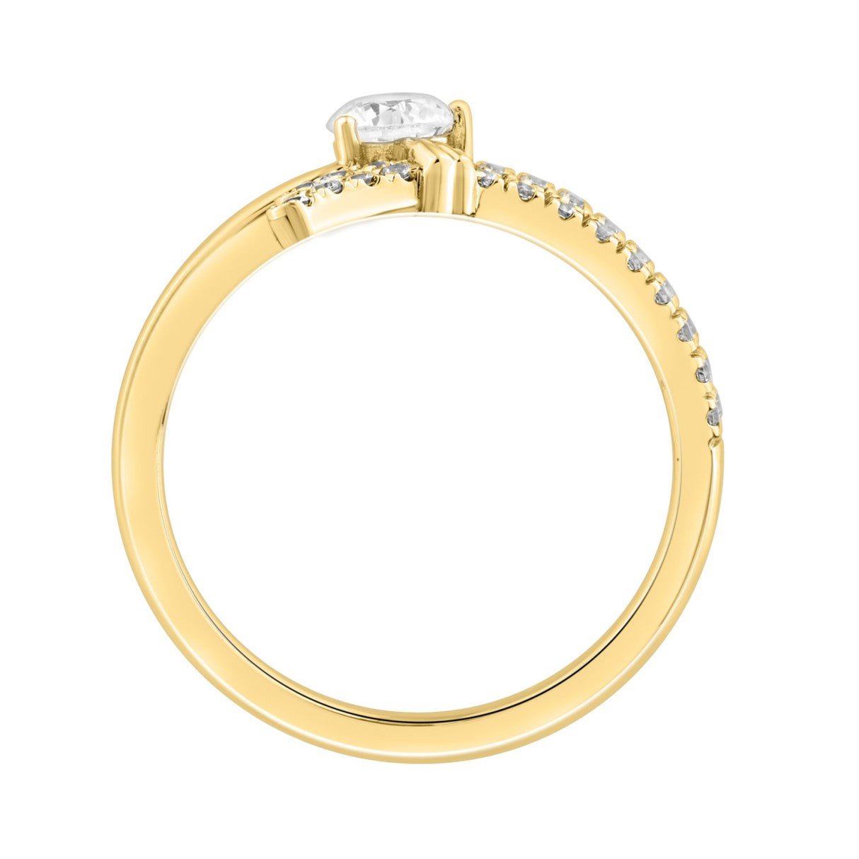 Ladies 10K Yellow Gold Round Diamond Ring 1/2Ct Round Brilliant Engagement Fashion Ring (Color F-G -Clarity Vs1/Vs2)