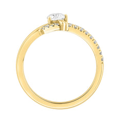 Ladies 10K Yellow Gold Round Diamond Ring 1/2Ct Round Brilliant Engagement Fashion Ring (Color F-G -Clarity Vs1/Vs2)