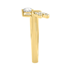 Ladies 10K Yellow Gold Round Diamond Ring 1/2Ct Round Brilliant Engagement Fashion Ring (Color F-G -Clarity Vs1/Vs2)