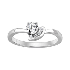 Elegant 10K White Gold Round Diamond Engagement Ring 3/8Ct Ladies Fashion Ring (Color F-G -Clarity Vs1/Vs2)