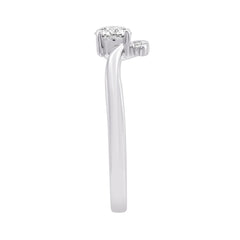 Elegant 10K White Gold Round Diamond Engagement Ring 3/8Ct Ladies Fashion Ring (Color F-G -Clarity Vs1/Vs2)
