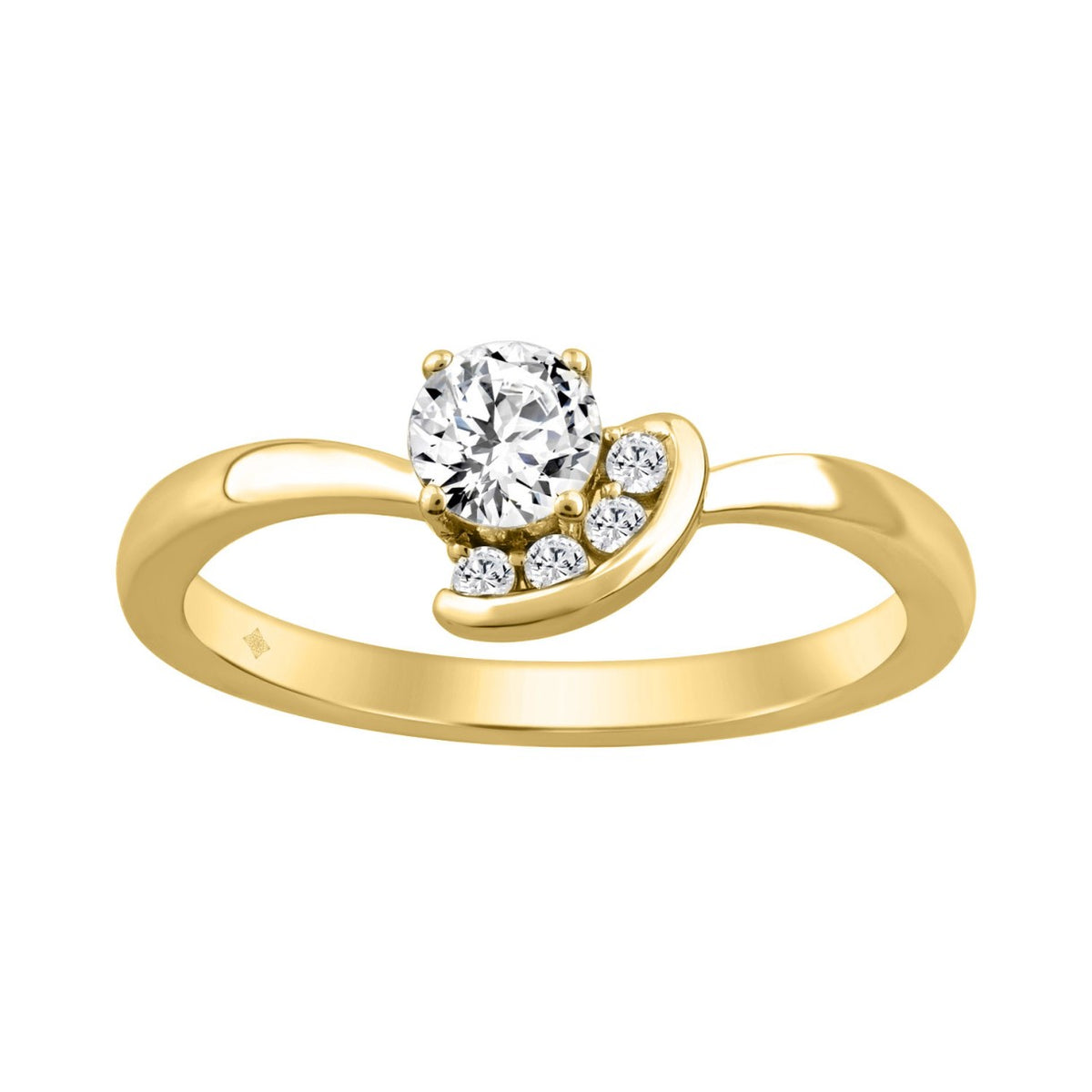 Elegant 10K Yellow Gold Round Diamond Engagement Ring 3/8Ct Ladies Fashion Ring (Color F-G -Clarity Vs1/Vs2)