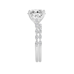 14K WHITE GOLD 3 1/3CT ROUND DIAMOND LADIES BRIDAL SET (CENTER STONE ROUND DIAMOND 3CT)