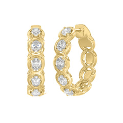 14K YELLOW GOLD 1.00CT OVAL DIAMOND HOOP EARRINGS