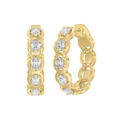 14K YELLOW GOLD 1.00CT OVAL DIAMOND HOOP EARRINGS