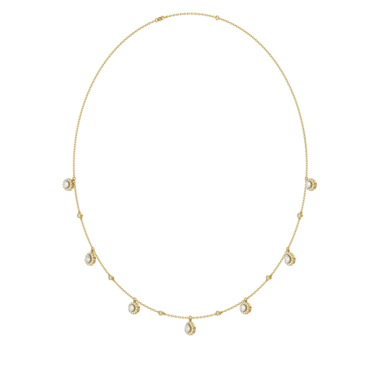 14K YELLOW GOLD 1.00CT ROUND/PEAR DIAMOND LADIES NECKLACE