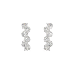 Elegant Ladies 10K White Gold 3/4Ct Round Lab Grown Diamond Fancy Hoop Earrings  (Color F-G -Clarity Vs1/Vs2)