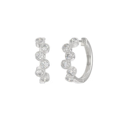Elegant Ladies 10K White Gold 3/4Ct Round Lab Grown Diamond Fancy Hoop Earrings  (Color F-G -Clarity Vs1/Vs2)