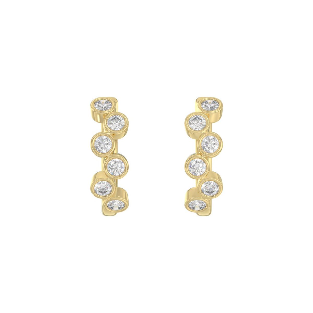 Elegant Ladies 10K Yellow Gold 3/4CT Round Lab Grown Diamond Fancy Hoop Earrings  (Color F-G -Clarity VS1/VS2)