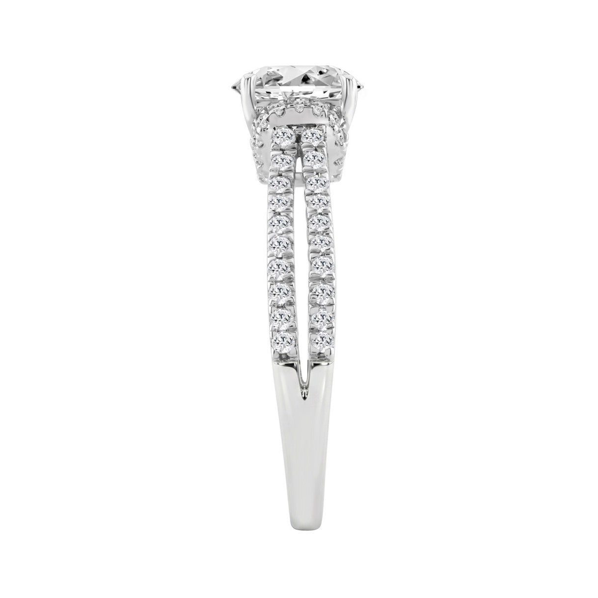 14K WHITE GOLD 1 1/2CT ROUND DIAMOND LADIES BRIDAL RING (CENTER STONE ROUND DIAMOND 1CT)