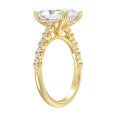Ladies 14K Yellow Gold Ladies Elegance- Bridal Set  3 1/3CT Round &amp; Radiant Diamond 3.00CT Radiant Center stone (Color F-G -Clarity VS1/VS2)