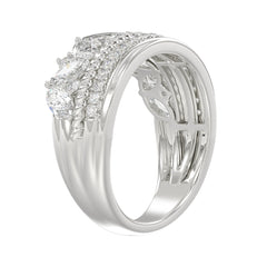 14K White Gold Ladies Fashion Ring with 1.00 CT Round & Marquise Diamonds