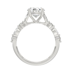 14K White Gold Oval Diamond Fancy Engagement Ring for Ladies 2 1/2CT with Marquise &amp; Round Diamond 2.00CT Oval Center stone (Color F-G -Clarity VS1/VS2)