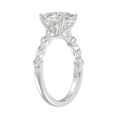 14K White Gold Oval Diamond Fancy Engagement Ring for Ladies 2 1/2CT with Marquise &amp; Round Diamond 2.00CT Oval Center stone (Color F-G -Clarity VS1/VS2)