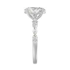 14K White Gold Oval Diamond Fancy Engagement Ring for Ladies 2 1/2CT with Marquise &amp; Round Diamond 2.00CT Oval Center stone (Color F-G -Clarity VS1/VS2)