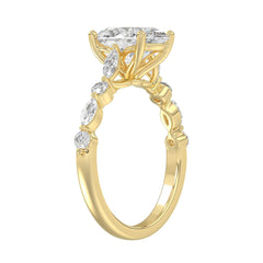 14K Yellow Gold Oval Diamond Fancy Engagement Ring for Ladies 2 1/2CT with Marquise &amp; Round Diamond 2.00CT Oval Center stone (Color F-G -Clarity VS1/VS2)