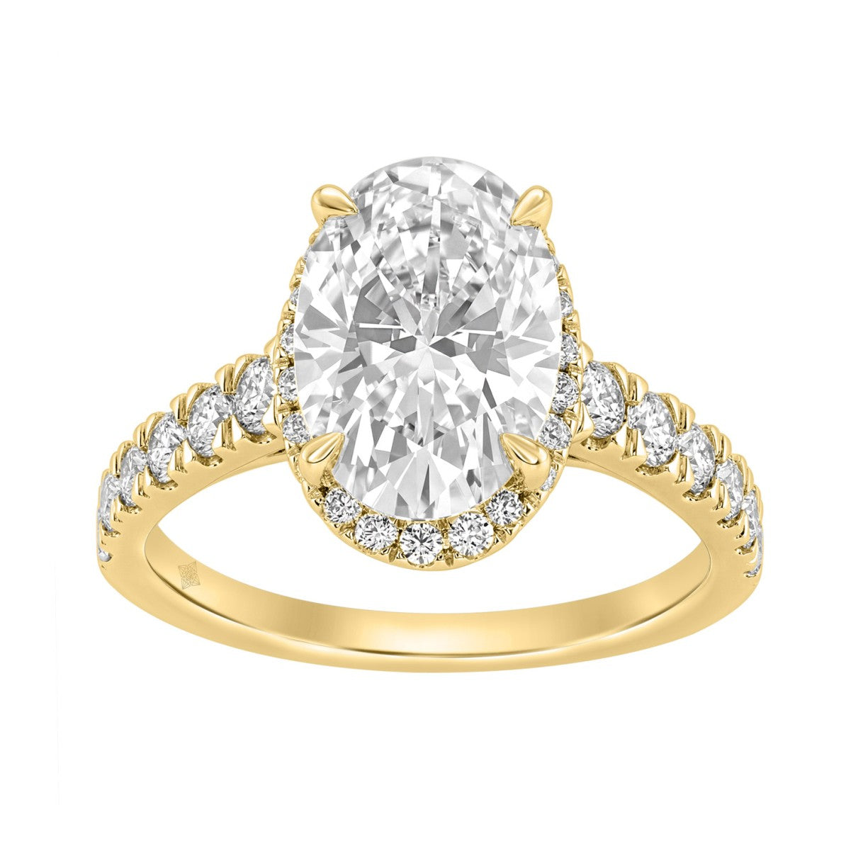 14K Yellow Gold 4 3/4Ct Oval Cut Lab-Grown Diamond Engagement Ring With Hidden Halo Round & Oval Bridal Ring Set For Women 4Ct Oval Center Stone (Color F-G -Clarity Vs1/Vs2)