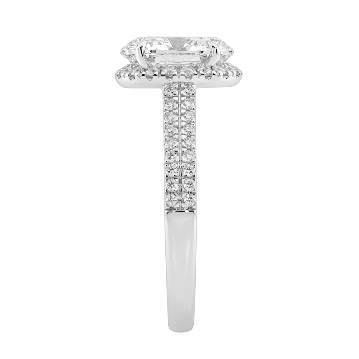 Luxury 14K White Gold 3 1/2Ct Round & Oval Lab-Grown Diamond Halo Ring Elegant Bridal Engagement Ring For Women 3Ct Oval Center Stone (Color F-G -Clarity Vs1/Vs2)