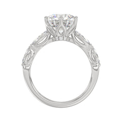 Luxury 14K White Gold  Bridal Ring for Ladies 3 3/4CT Round &amp; Marquise Cut Diamonds 3.00CT Round Center stone (Color F-G -Clarity VS1/VS2)