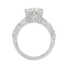 Luxury 14K White Gold  Bridal Ring for Ladies 3 3/4CT Round &amp; Marquise Cut Diamonds 3.00CT Round Center stone (Color F-G -Clarity VS1/VS2)