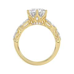 Luxury 14K Yellow Gold  Bridal Ring for Ladies 3 3/4CT Round &amp; Marquise Cut Diamonds 3.00CT Round Center stone (Color F-G -Clarity VS1/VS2)