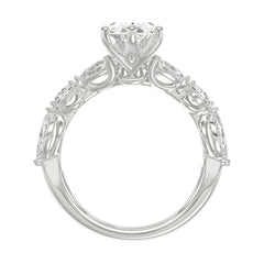 14K White Gold  Bridal Fashion Ring for Ladies 4CT Round &amp; Marquise&amp; Pear Cut Diamonds 3.00CT Marquise Center stone (Color F-G -Clarity VS1/VS2)