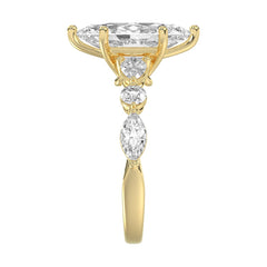 14K Yellow Gold  Bridal Fashion Ring for Ladies 4CT Round &amp; Marquise&amp; Pear Cut Diamonds 3.00CT Marquise Center stone (Color F-G -Clarity VS1/VS2)