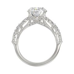 Elegant 14K White Gold  Bridal Fancy Ring for Ladies 3 3/4CT Round &amp; Marquise&amp; Oval Cut Diamonds 3.00CT Center stone (Color F-G -Clarity VS1/VS2)