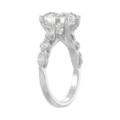 Elegant 14K White Gold  Bridal Fancy Ring for Ladies 3 3/4CT Round &amp; Marquise&amp; Oval Cut Diamonds 3.00CT Center stone (Color F-G -Clarity VS1/VS2)