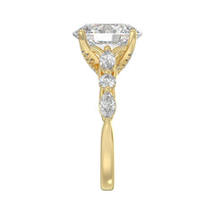 Elegant 14K Yellow Gold  Bridal Fancy Ring for Ladies 3 3/4CT Round &amp; Marquise&amp; Oval Cut Diamonds 3.00CT Oval Center stone (Color F-G -Clarity VS1/VS2)