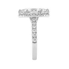 Luxury 14K White Gold 3 3/4Ct Round & Marquise Diamond Halo Ring Elegant Bridal Engagement Ring For Women 3Ct Marquise Center Stone (Color F-G -Clarity Vs1/Vs2)
