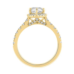 Luxury 14K Yellow Gold 3 3/4Ct Round & Marquise Diamond Halo Ring Elegant Bridal Engagement Ring For Women 3Ct Marquise Center Stone (Color F-G -Clarity Vs1/Vs2)